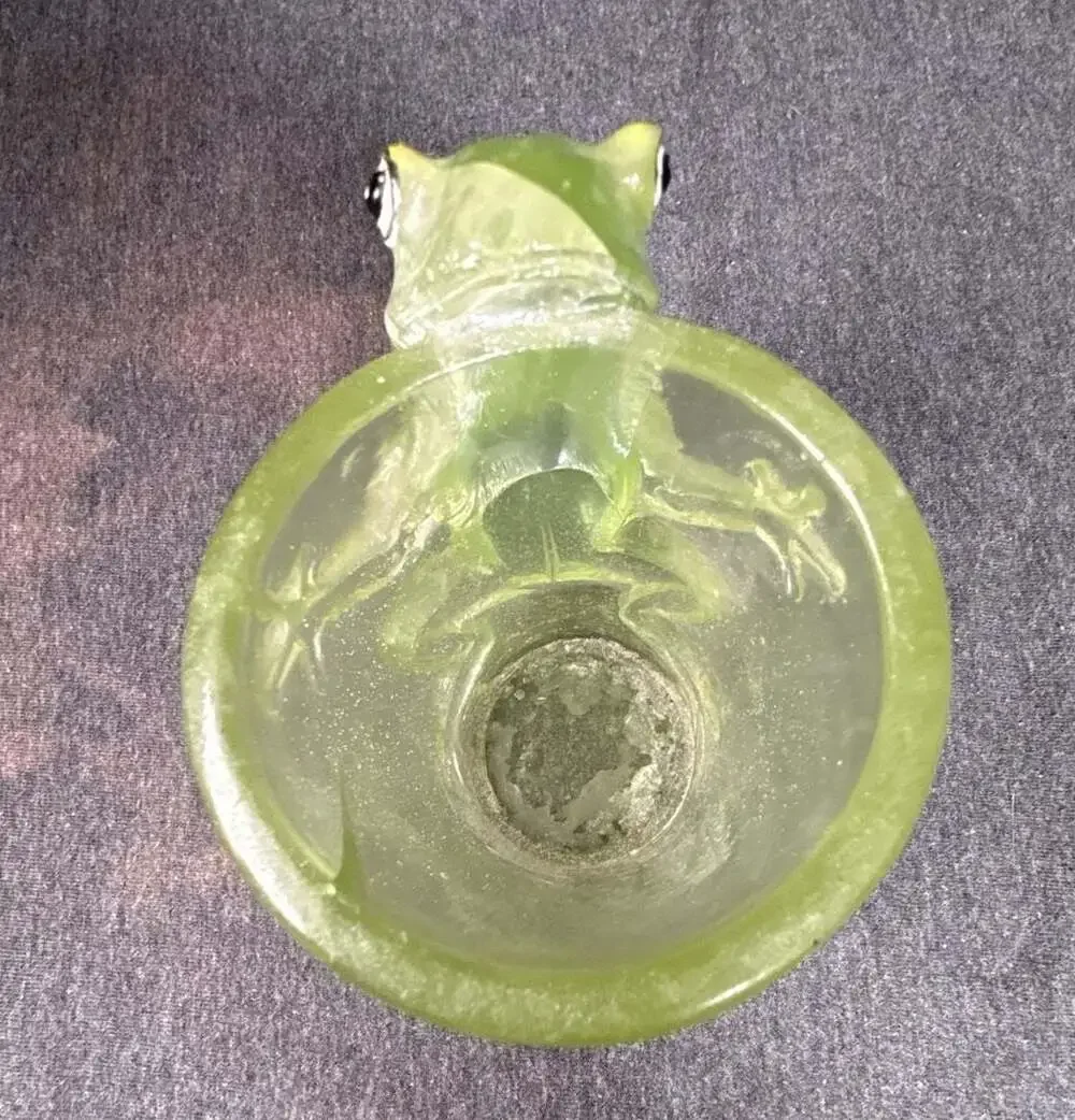 Vintage Mid-Century Modern Lucite Green Frog Toothbrush Holder/Cup